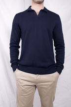 Lightweight_Cotton_Buttonless_Blue Navy_Polo_Shirt