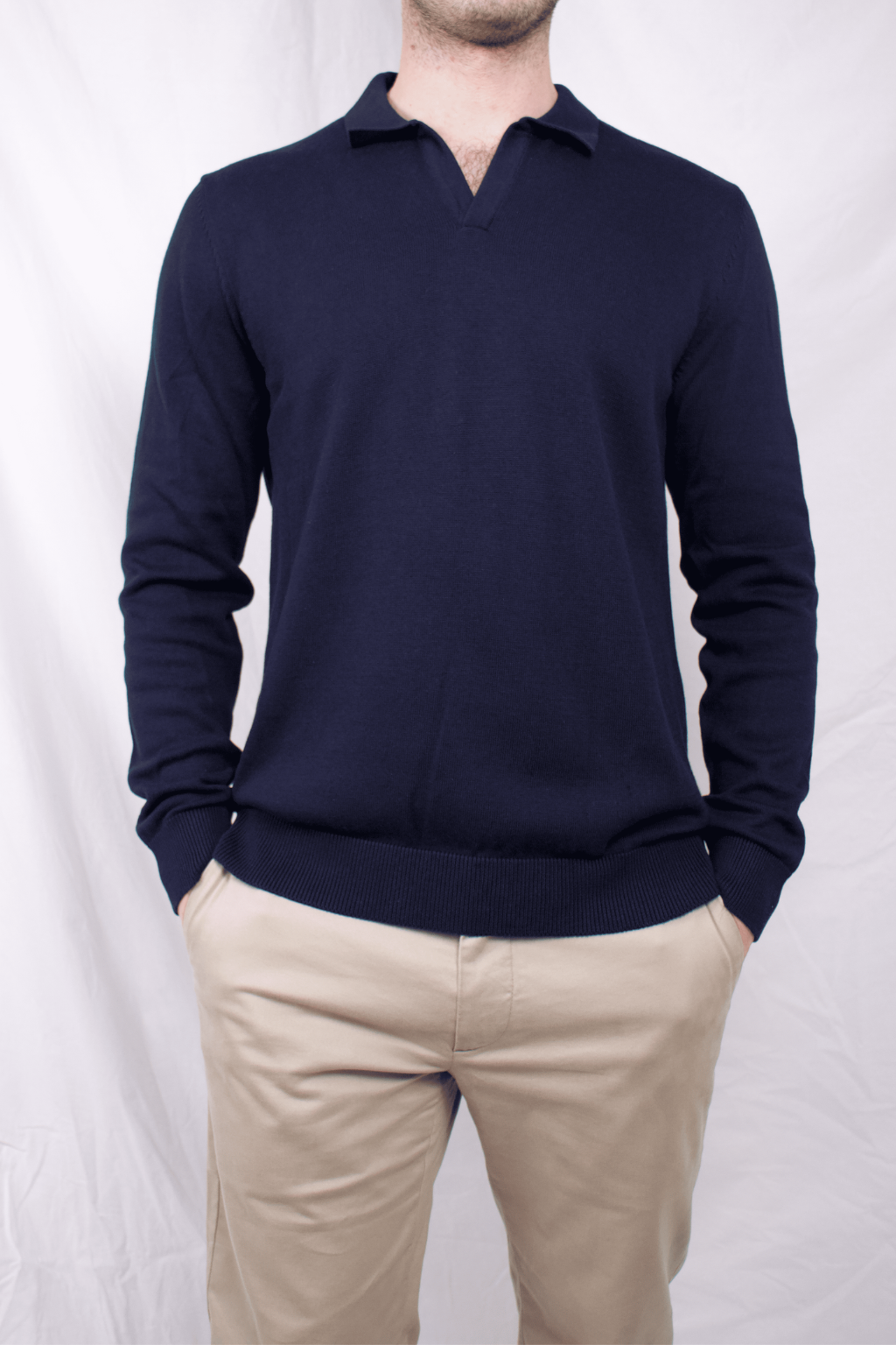Lightweight_Cotton_Buttonless_Blue Navy_Polo_Shirt