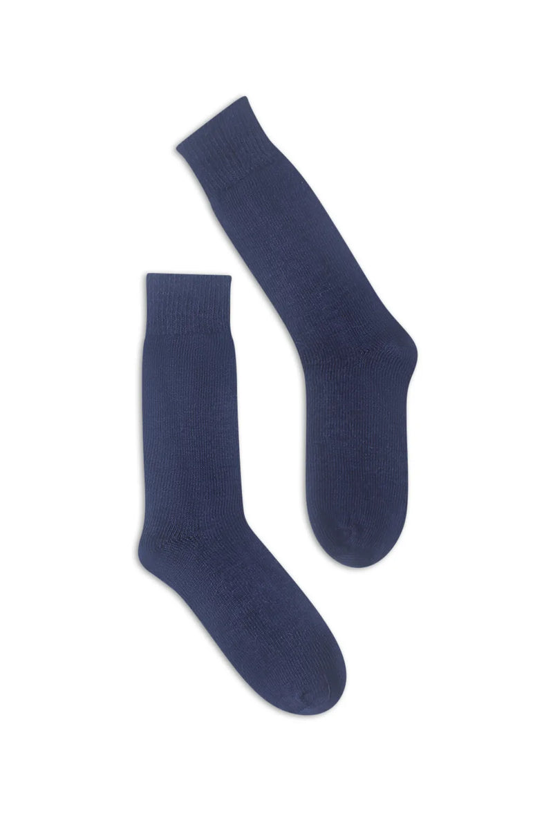 half british Everyday Alpaca Sock in Navy — finely knitted luxury sock crafted from soft Peruvian alpaca wool for timeless daily wear - Navy