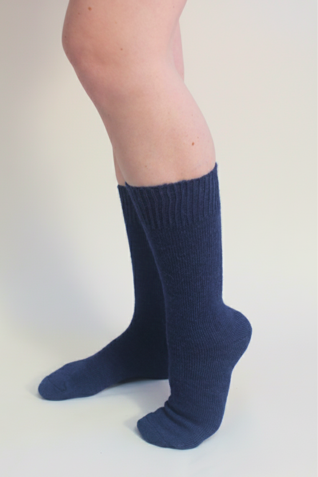 half british Everyday Alpaca Sock in Navy, soft luxury sock crafted from fine Peruvian alpaca wool, photographed on a background